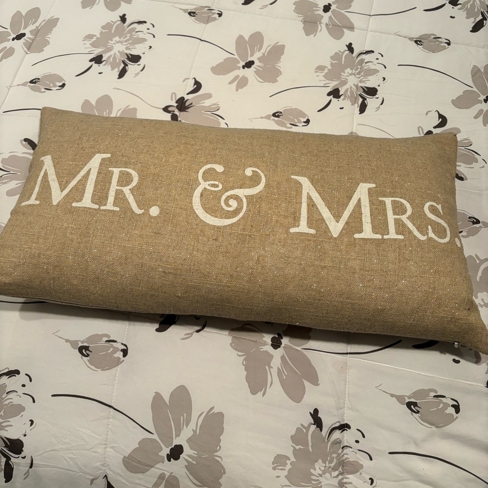 Duck feathered Mr & Mrs decorative pillow